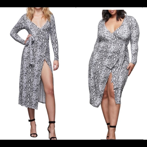 GOOD AMERICAN The Runaround Wrap Dress python 3 Large - Picture 2 of 2